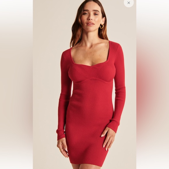 Abercrombie & Fitch Long-Sleeve Corset Mini Sweater Dress Size XS - Picture 3 of 11